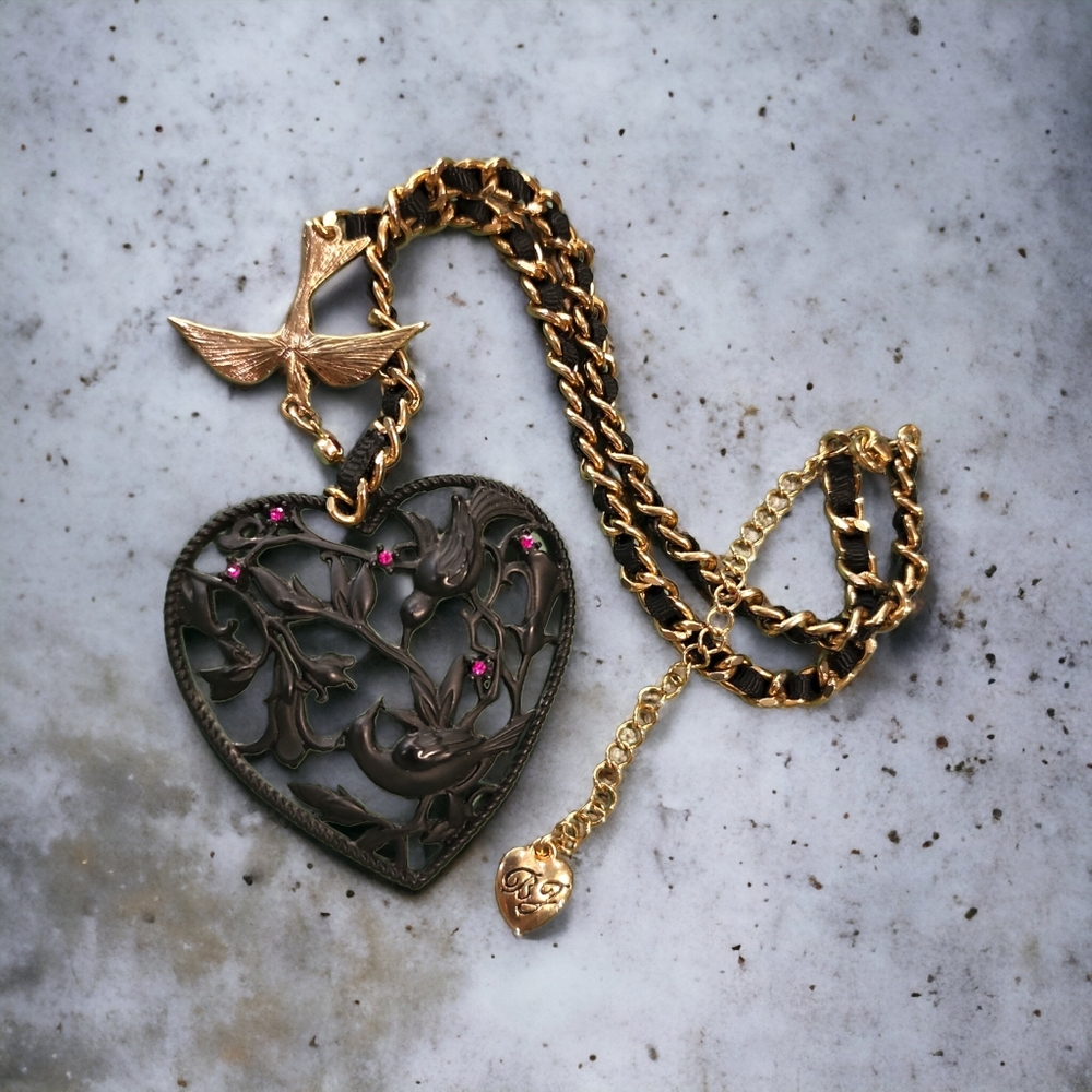 BETSEY JOHNSON Black Heart with Birds Vintage